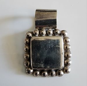 SOLID .925 Sterling Silver Ornate Pendant Ready For Engraving! Signed! Mexico!